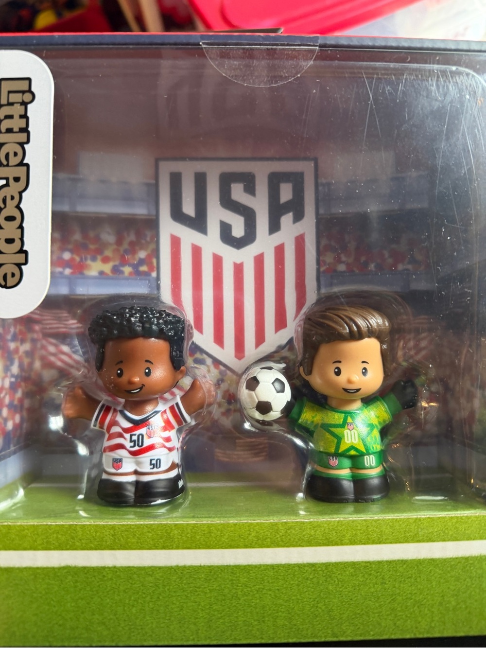 New Little People Collector FIFA USA Soccer 2 Figure Set Display Sports Goalie